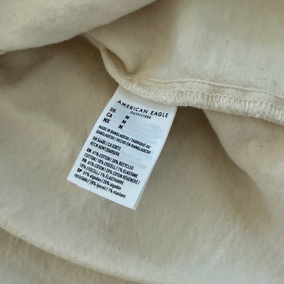 American Eagle Outfitters Cropped Light Beige Button-Up Shirt - Picture 5 of 6